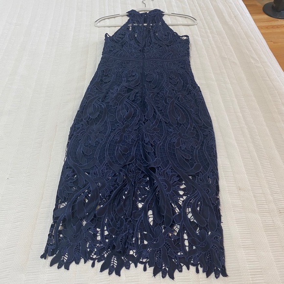 Bardot Isa Lace Halter Dress Navy XS - Picture 5 of 6